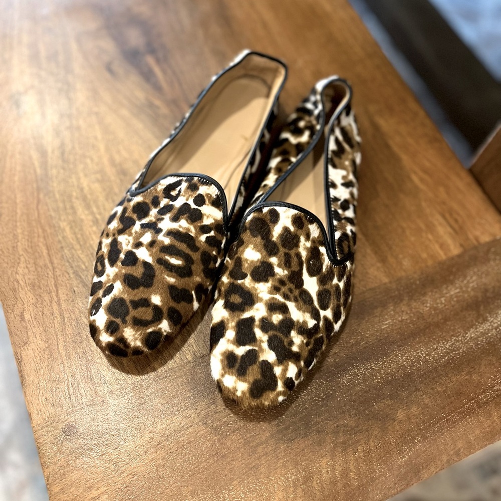 J. Crew leopard calf hair loafers, size 7